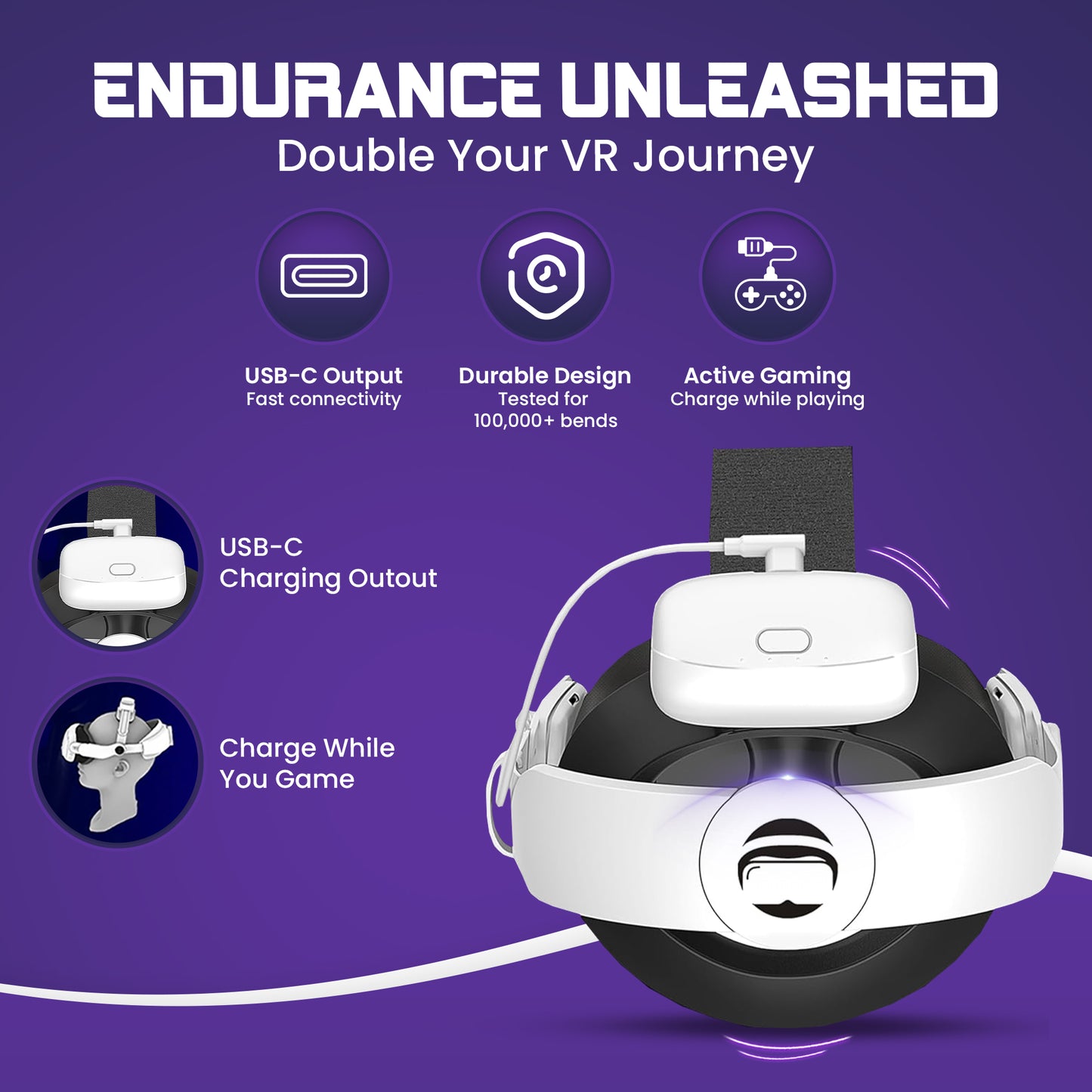 CYBVR Comfort Strap with Battery for the Meta Quest 3